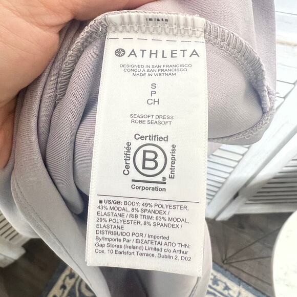 ATHLETA Women's S Seasoft Long Sleeve V Neck Athletic Mini Dress Tinsel Purple - Picture 10 of 16